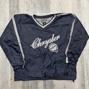 Vintage Chrysler Mens Size XL Pullover Satin Logo Car Automobile Jacket